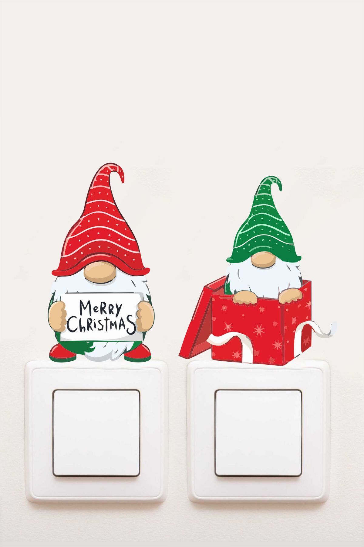 Merry Christmas Cüceler Priz Sticker, Noel Priz Sticker