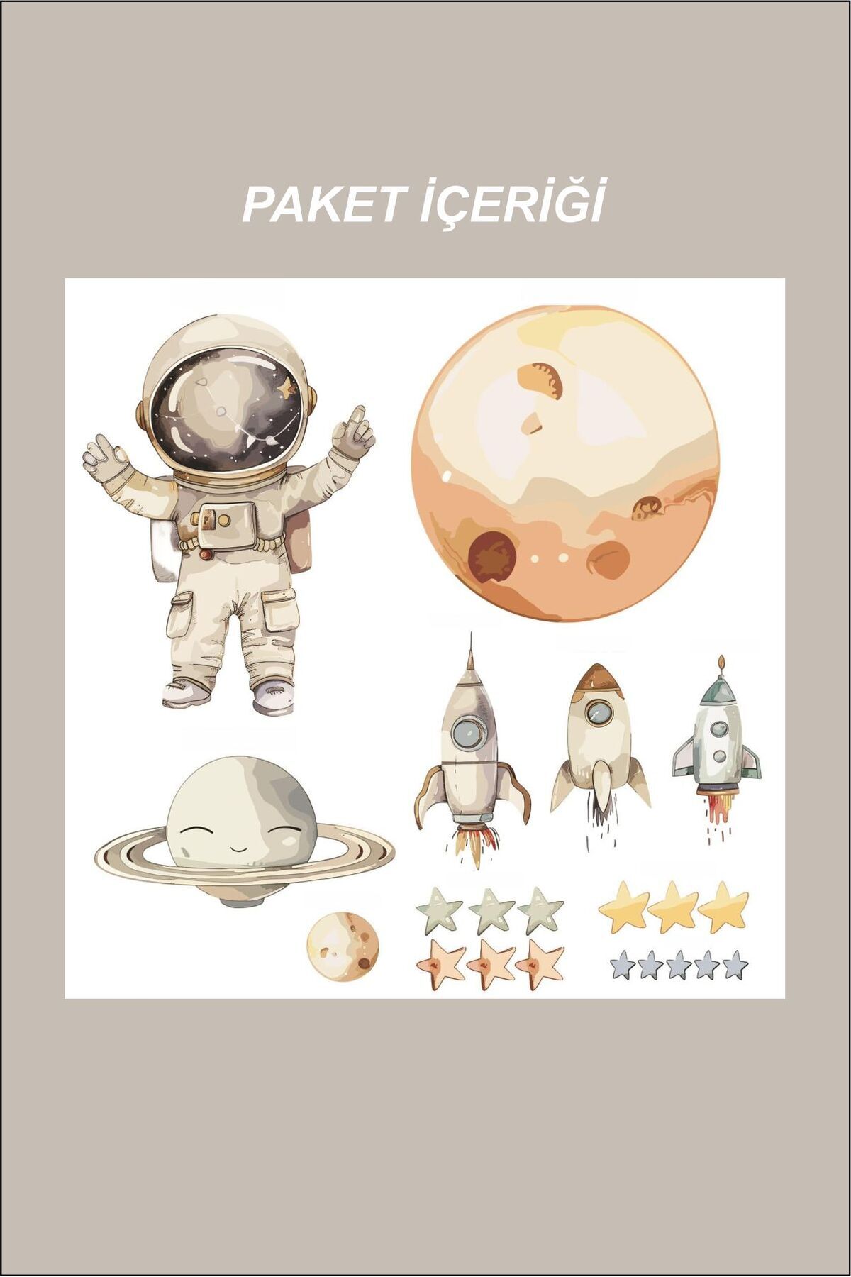 Uzay Çocuk Odası Duvar Sticker Seti, Çocuk ve Bebek Odası Sticker