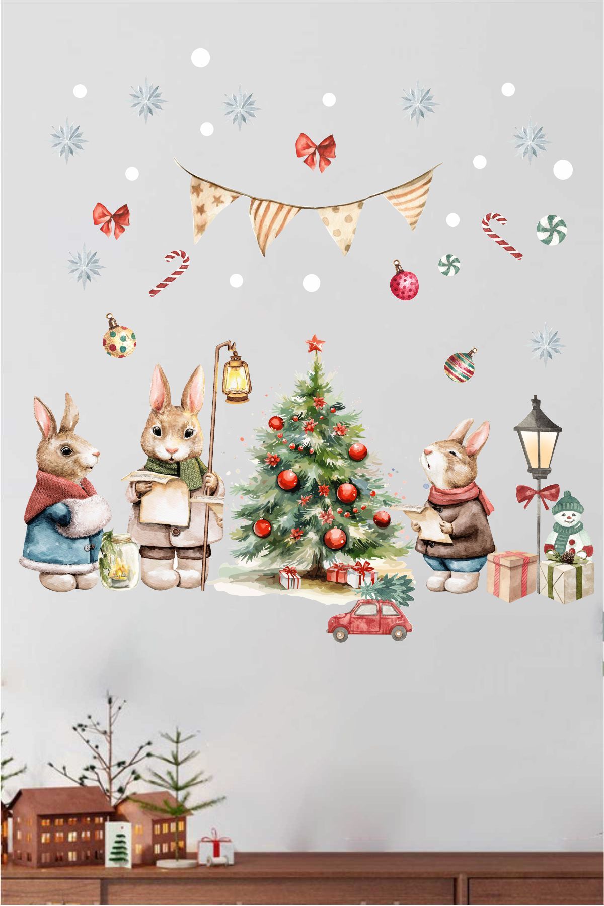Rabbit New Year Çocuk Odası Duvar, Cam Sticker