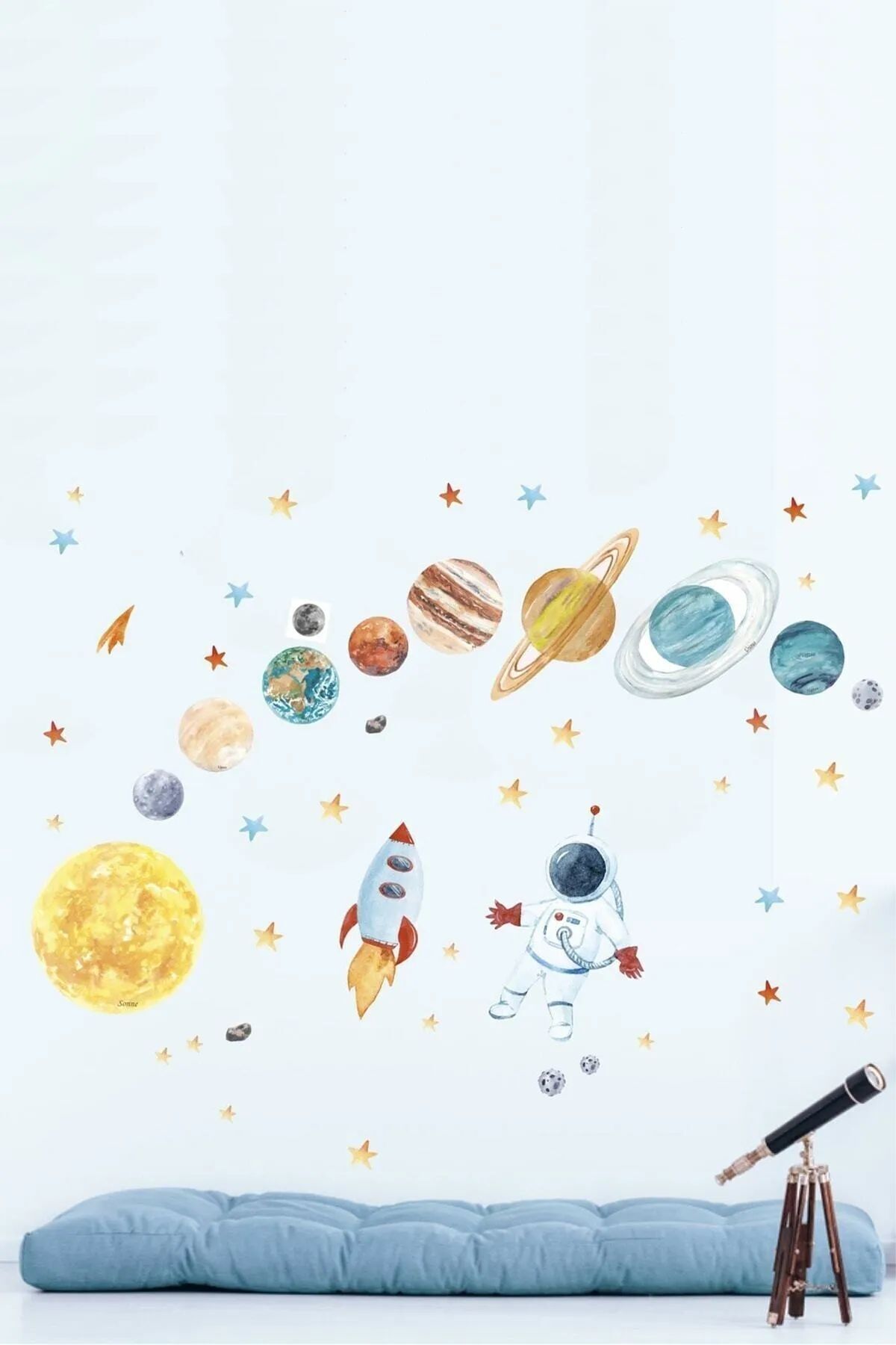 Astronot ve Gezegenler Set Duvar Sticker