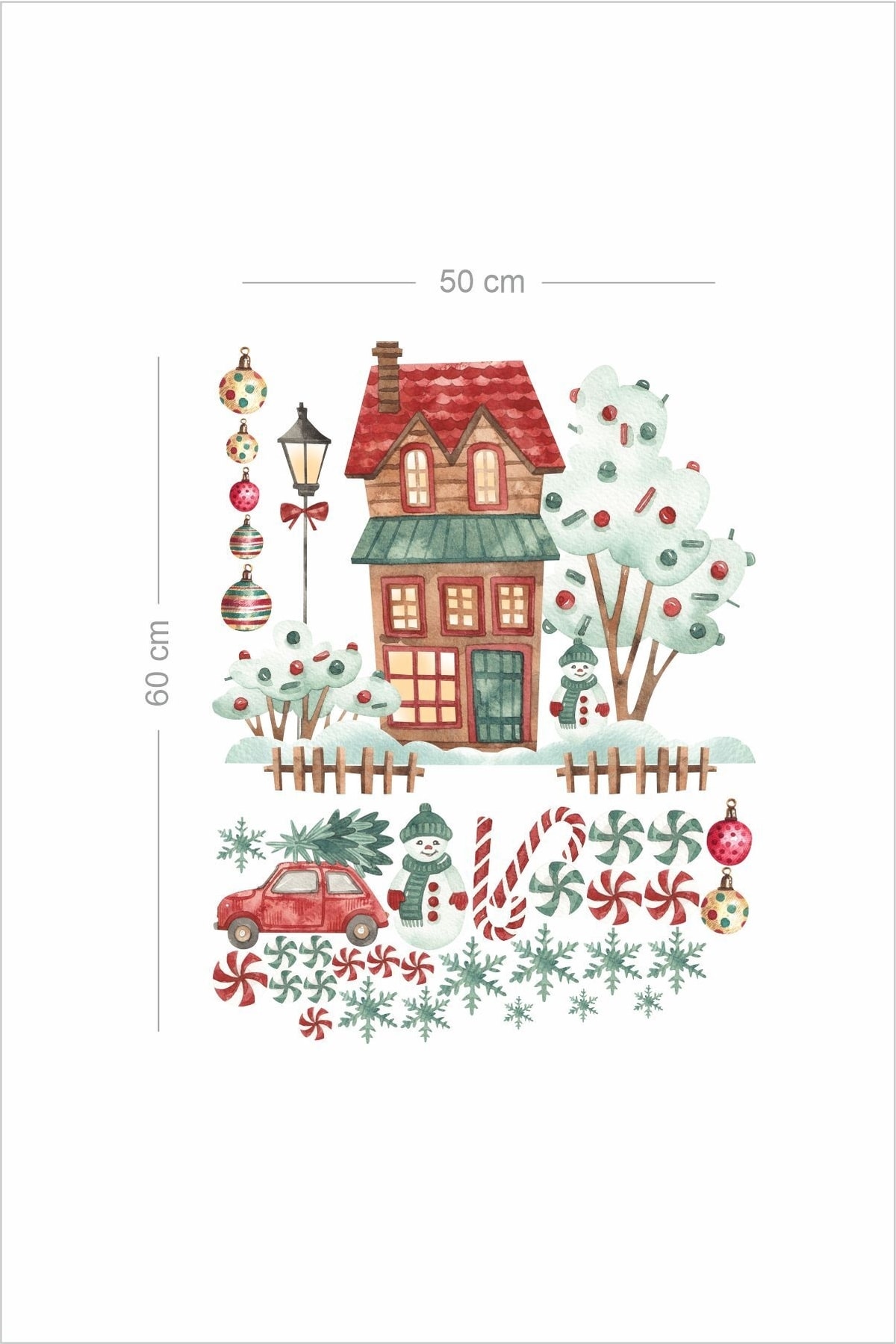 Şeker Yılbaşı Noel, Cam, Duvar Sticker