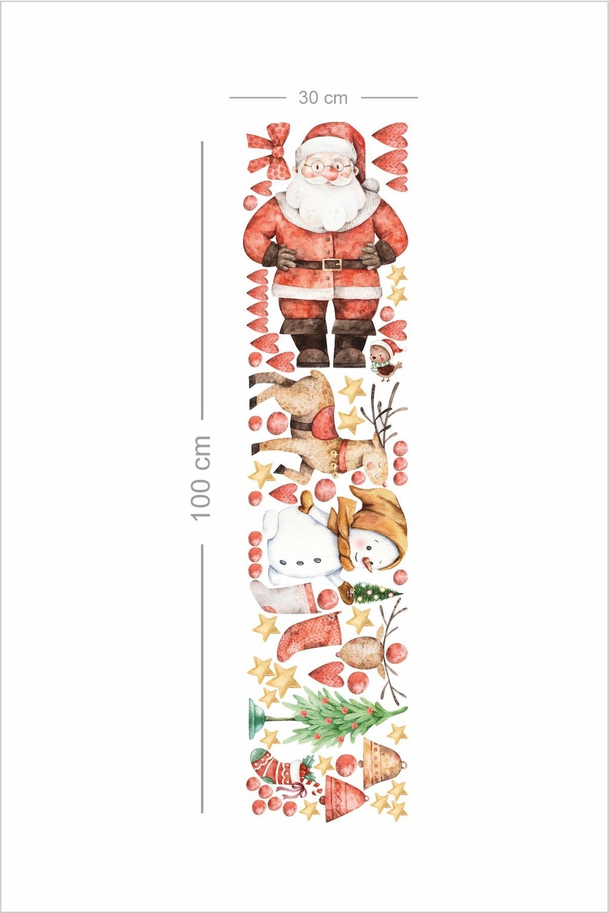 Noel Baba Ve Kardan Adam Set Cam, Duvar Sticker