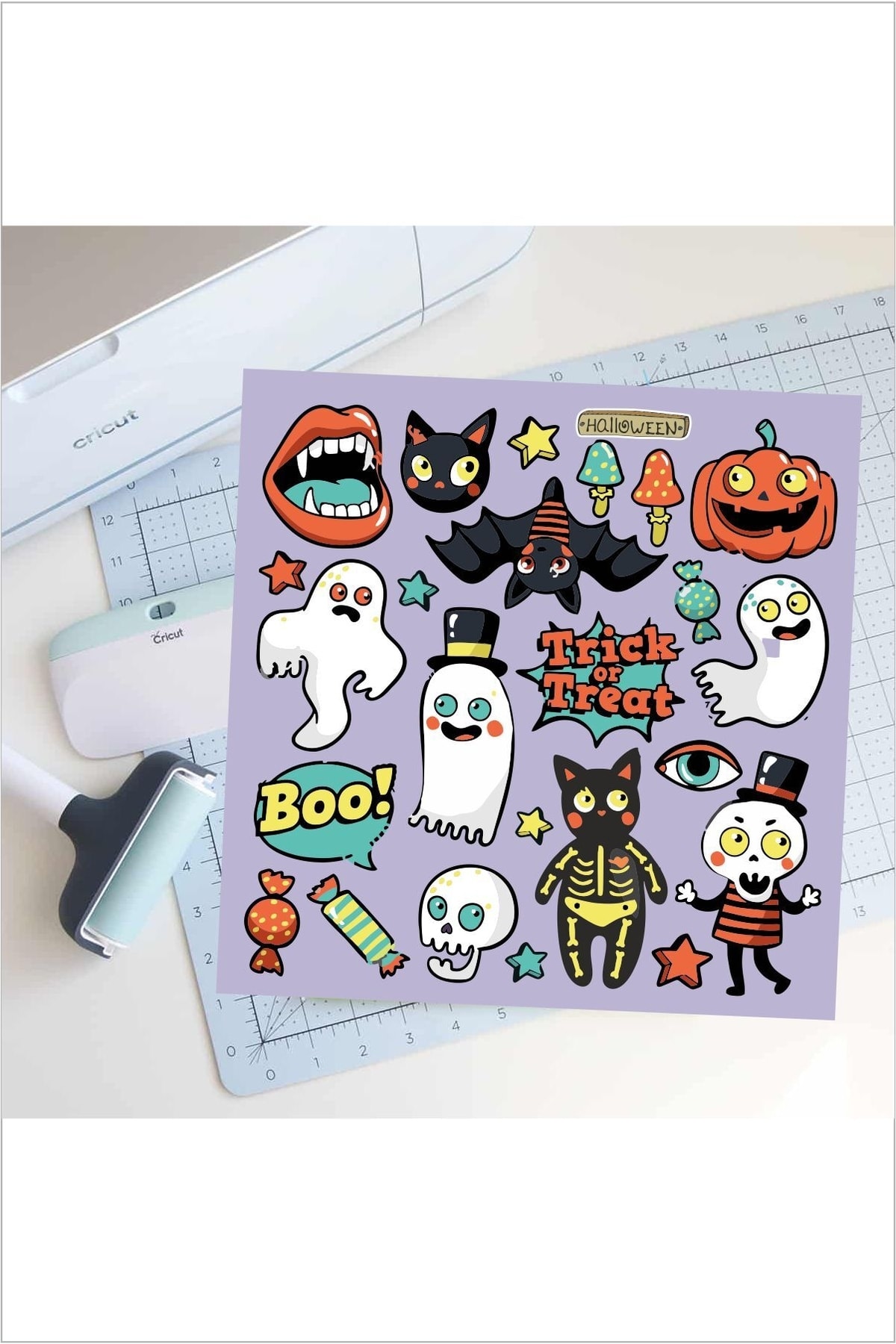 Halloween Mor Sticker Seti