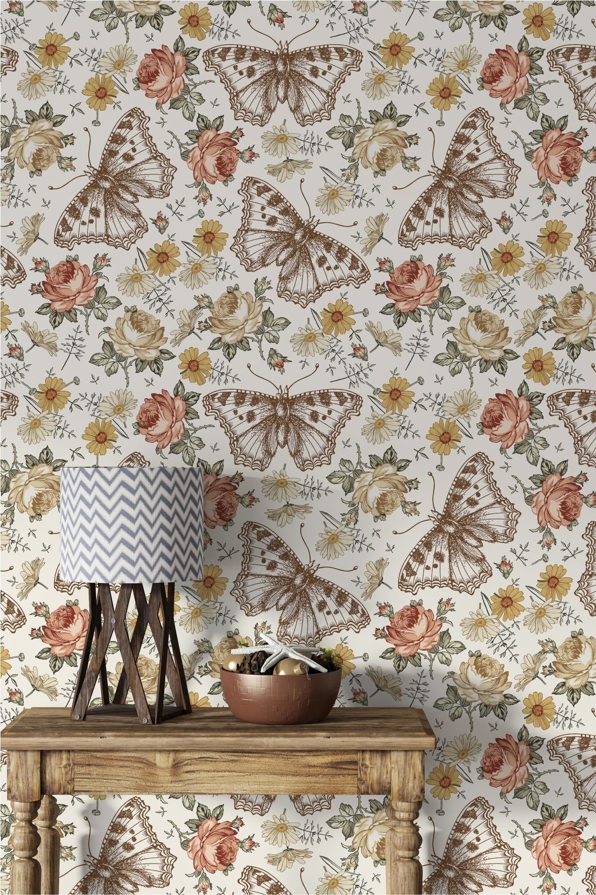 Vintage Blooming Roses Duvar Kaplama Folyosu
