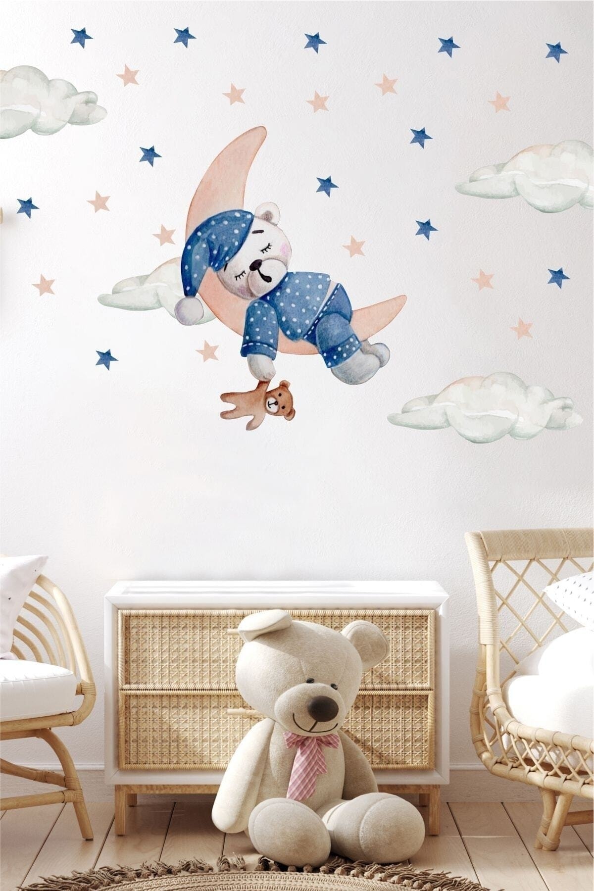 Sevimli Ayıcık Bulut Uykusu Çocuk Odası Duvar Sticker