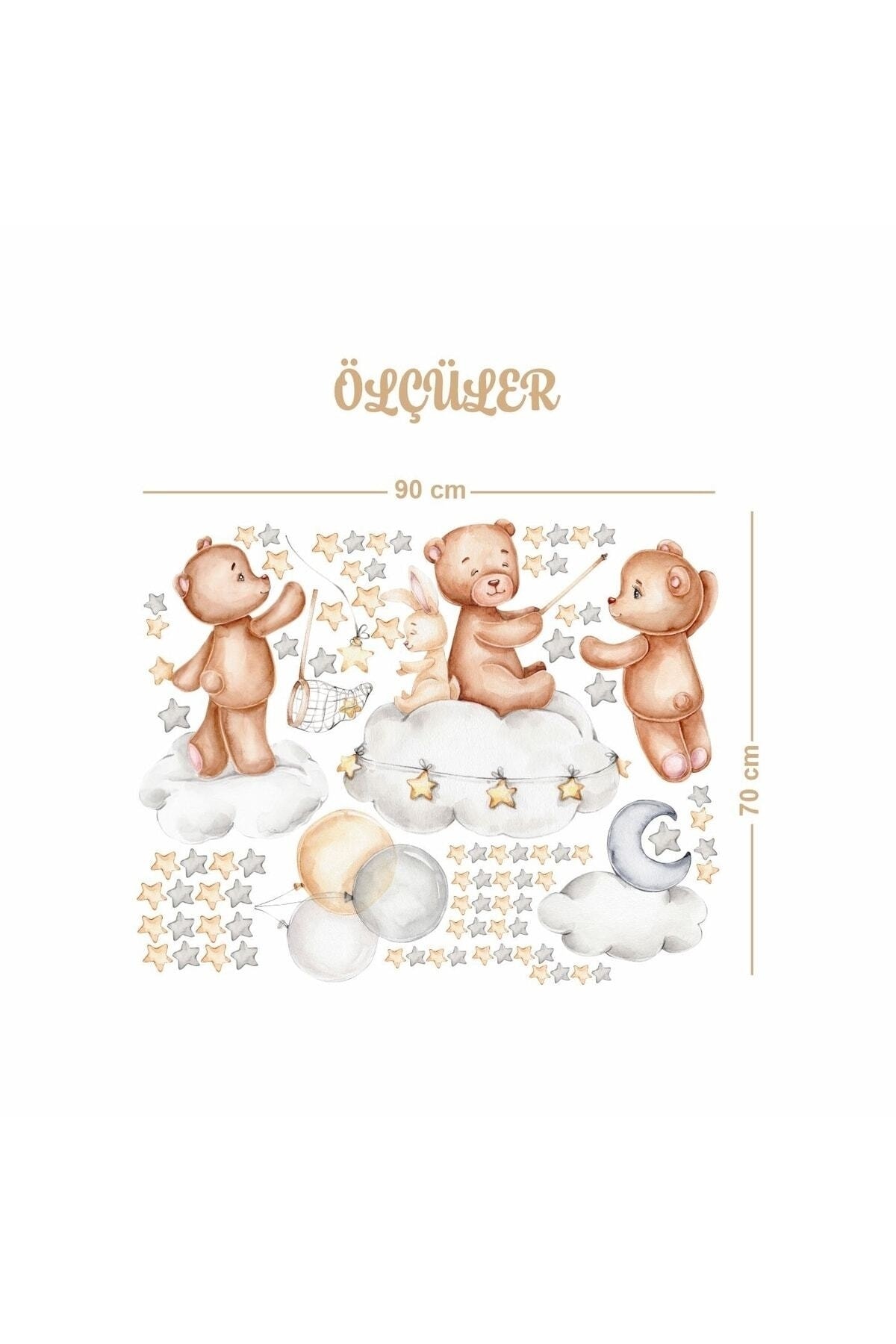 Sevimli Ayıcıkların Yıldız Toplama Oyunu Çocuk Odası Duvar Sticker