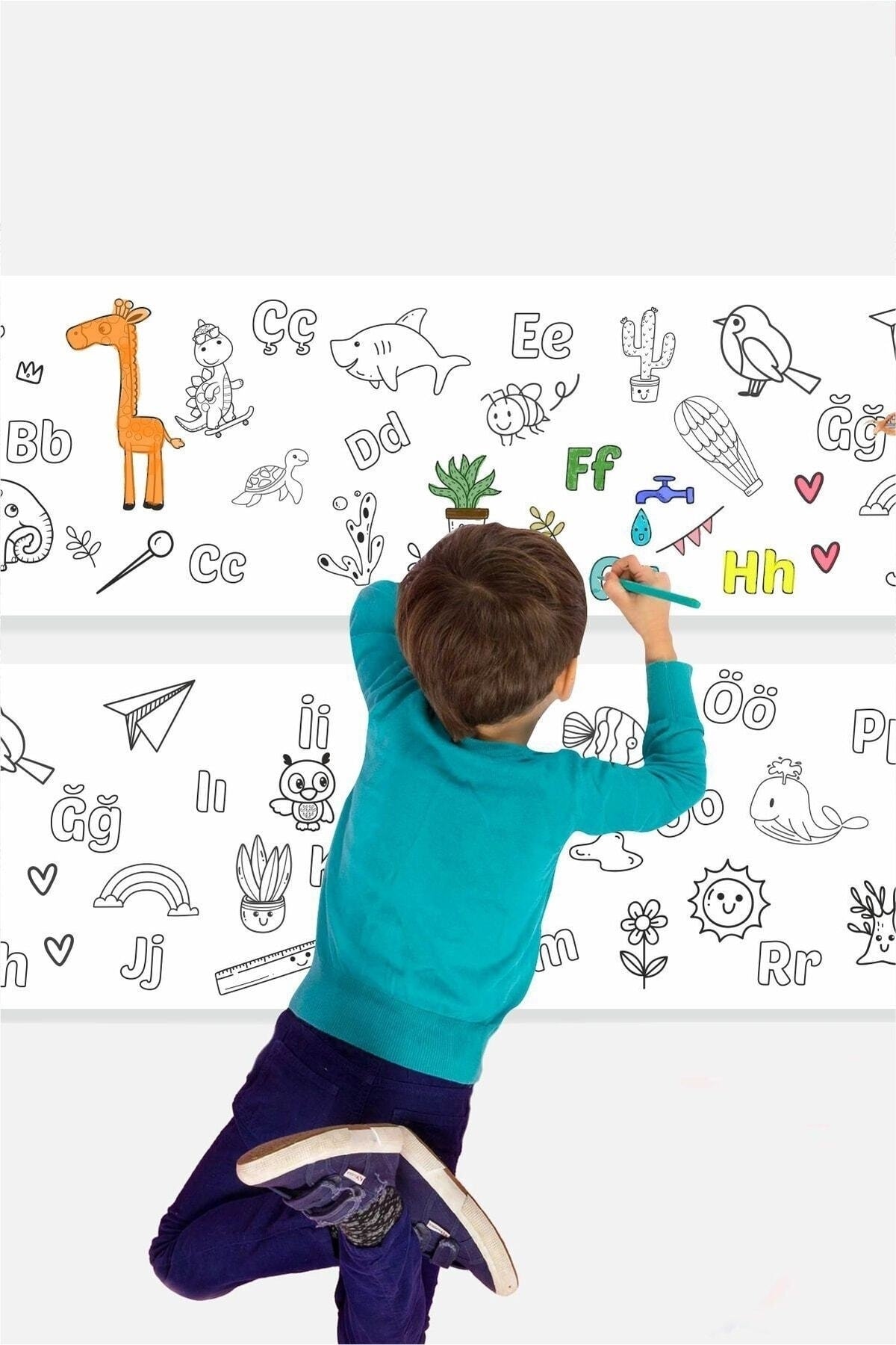 Pixroll Alfabe Ve Hayvanlar Öğretici Boyama Kağıdı