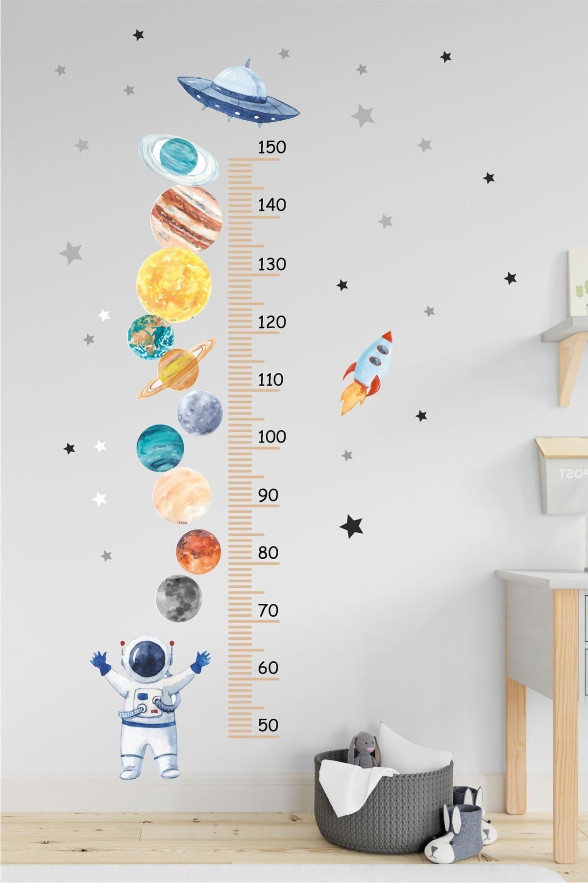 Gezegenler Boy Ölçer Çocuk Odası Duvar Sticker