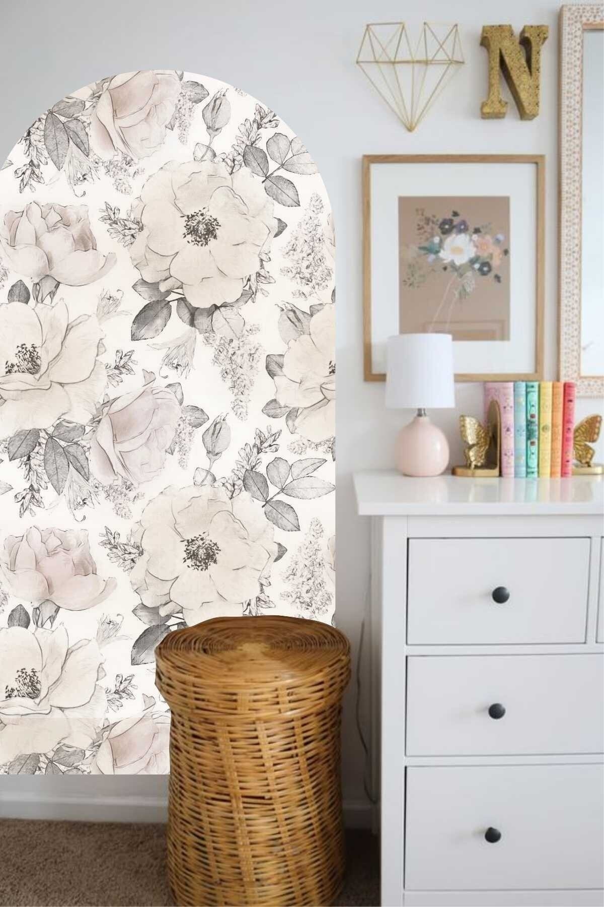Soft Vintage Flower Bohem Arch Duvar Sticker