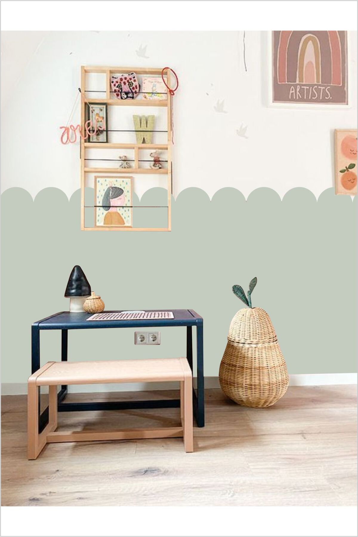 Taraklı Bohem Duvar Dekoratif Sticker - Soft Renk - Mint