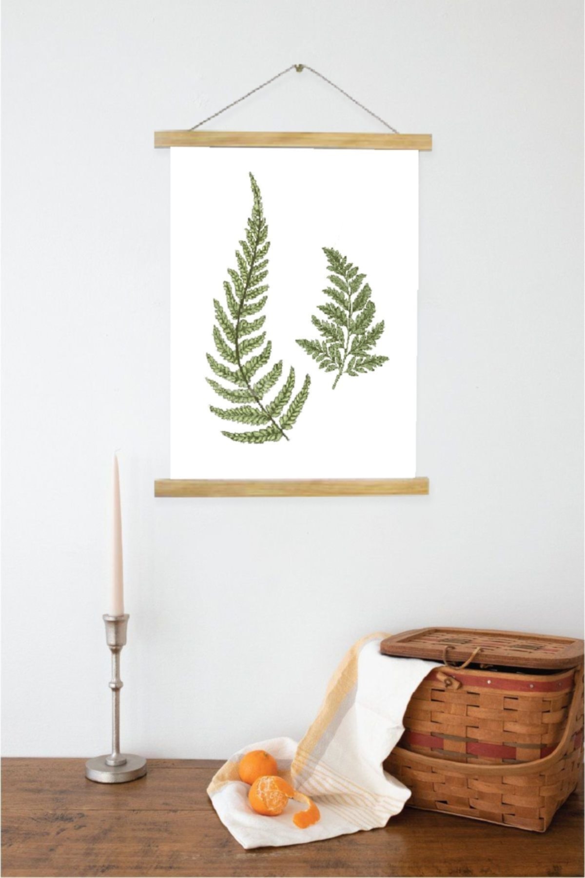 Eğrelti Otları Botanik Ipli Askılı Kanvas Poster Tablo Duvar Dekoru