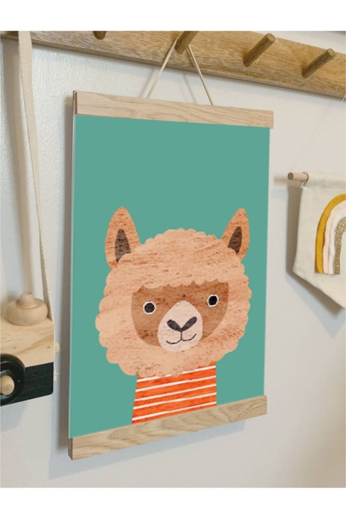 Lama Ipli Askılı Kanvas Poster Tablo Duvar Dekoru