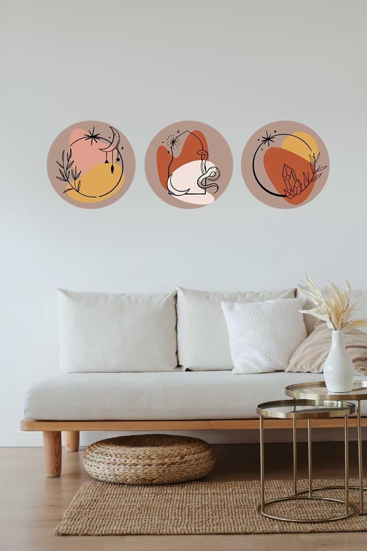 Bohem Dekoratif Yuvarlaklar Duvar Sticker Seti