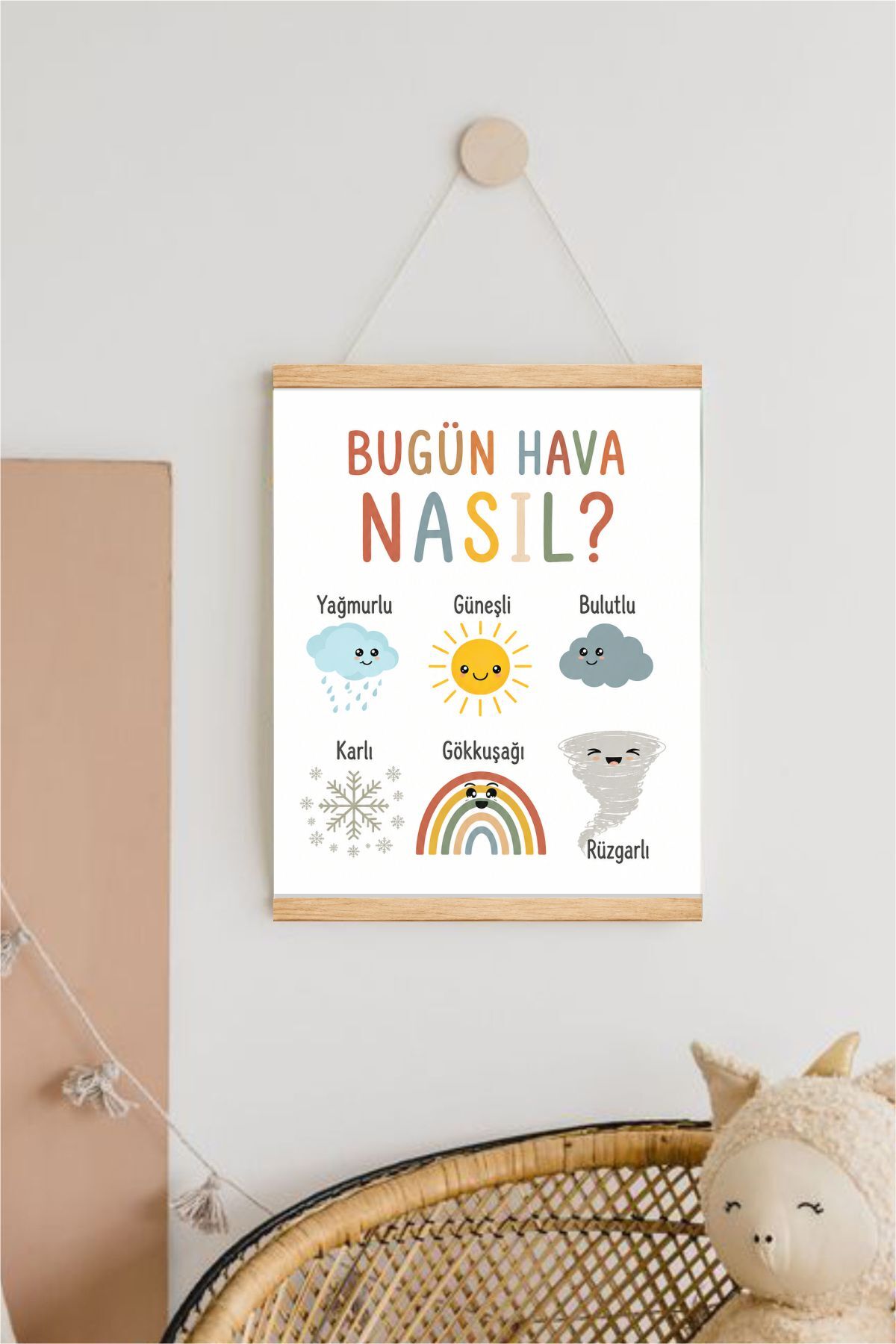 Hava Durumu Türkçe İpli Askılı Kanvas Poster Tablo Duvar Dekoru