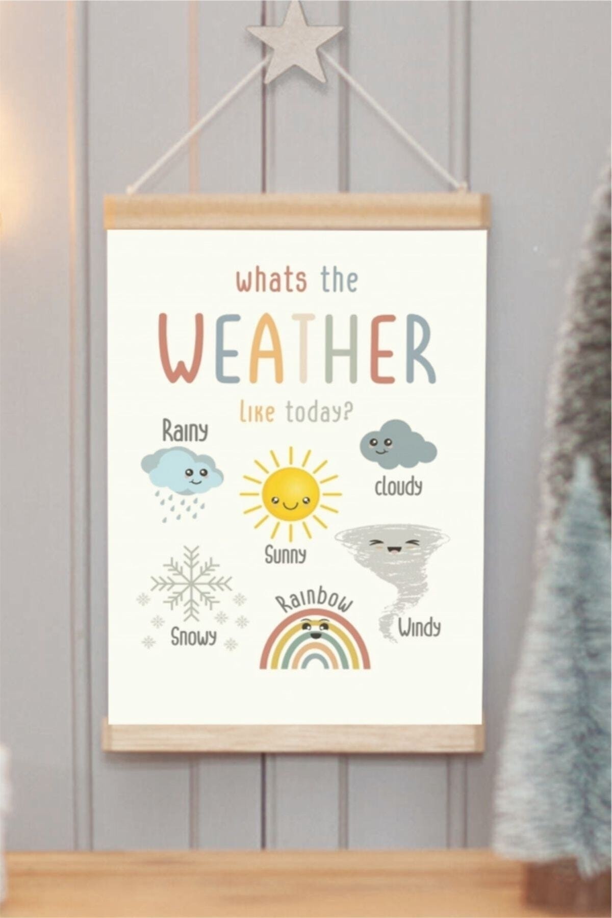 Weather Ipli Askılı Kanvas Poster Tablo Duvar Dekoru