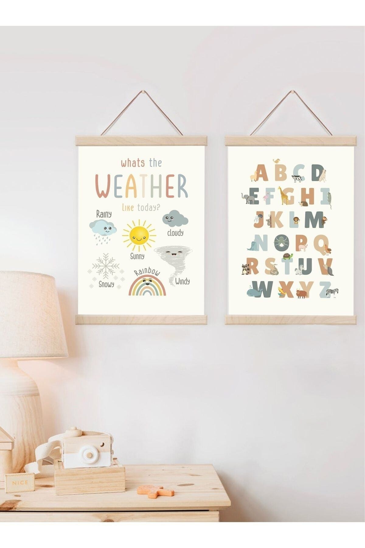 Eğitici Ipli Askılı Kanvas Poster Tablo Duvar Dekoru