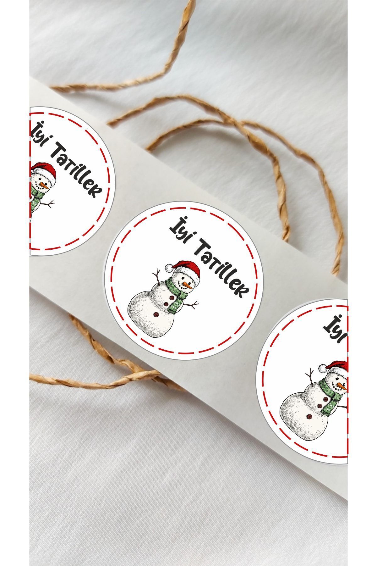 İyi Tatiller Kardan Adam Temalı Sticker 24 Adet, Öğretmen Etiketi Okul Hediye