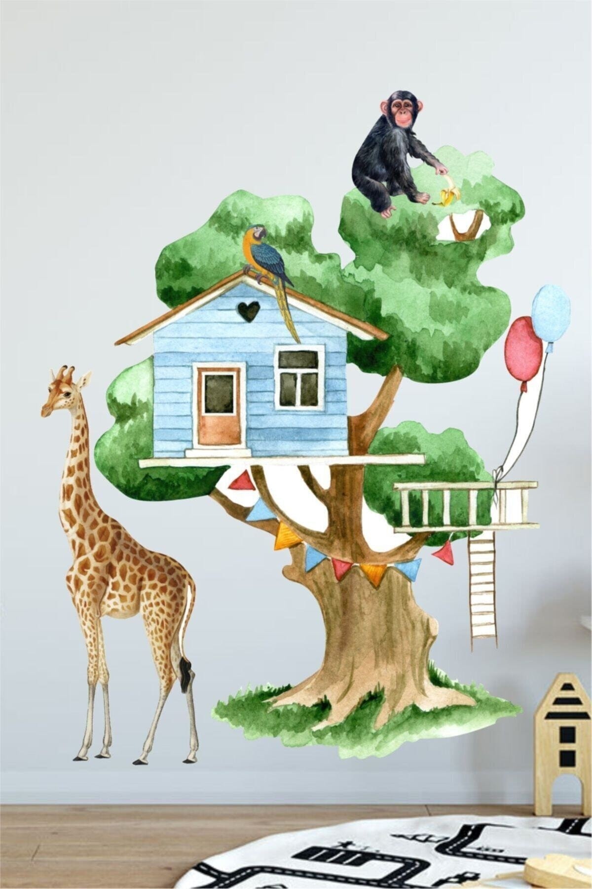 Tropikal Ağaç Ev Çocuk Odası Duvar Sticker