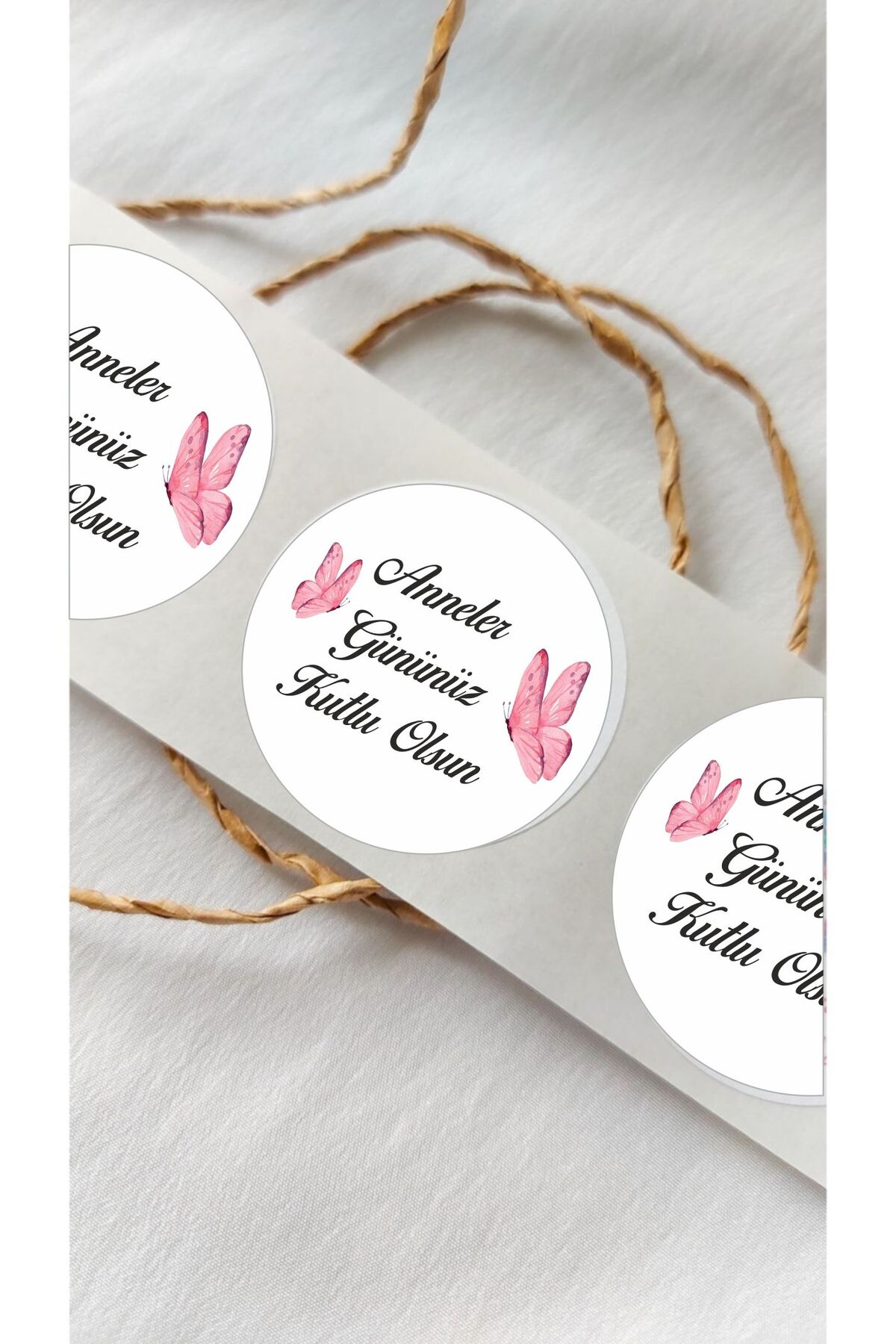 Anneler Günü Kelebekli Sticker - 24 Adet Süsleme, Hediye, Paketleme Sticker AG7