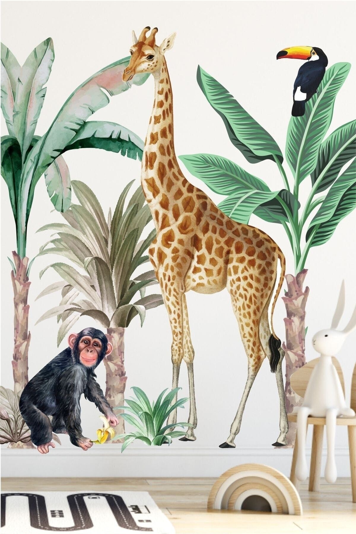 Büyük Boy Tropikal Safari Çocuk Odası Sticker