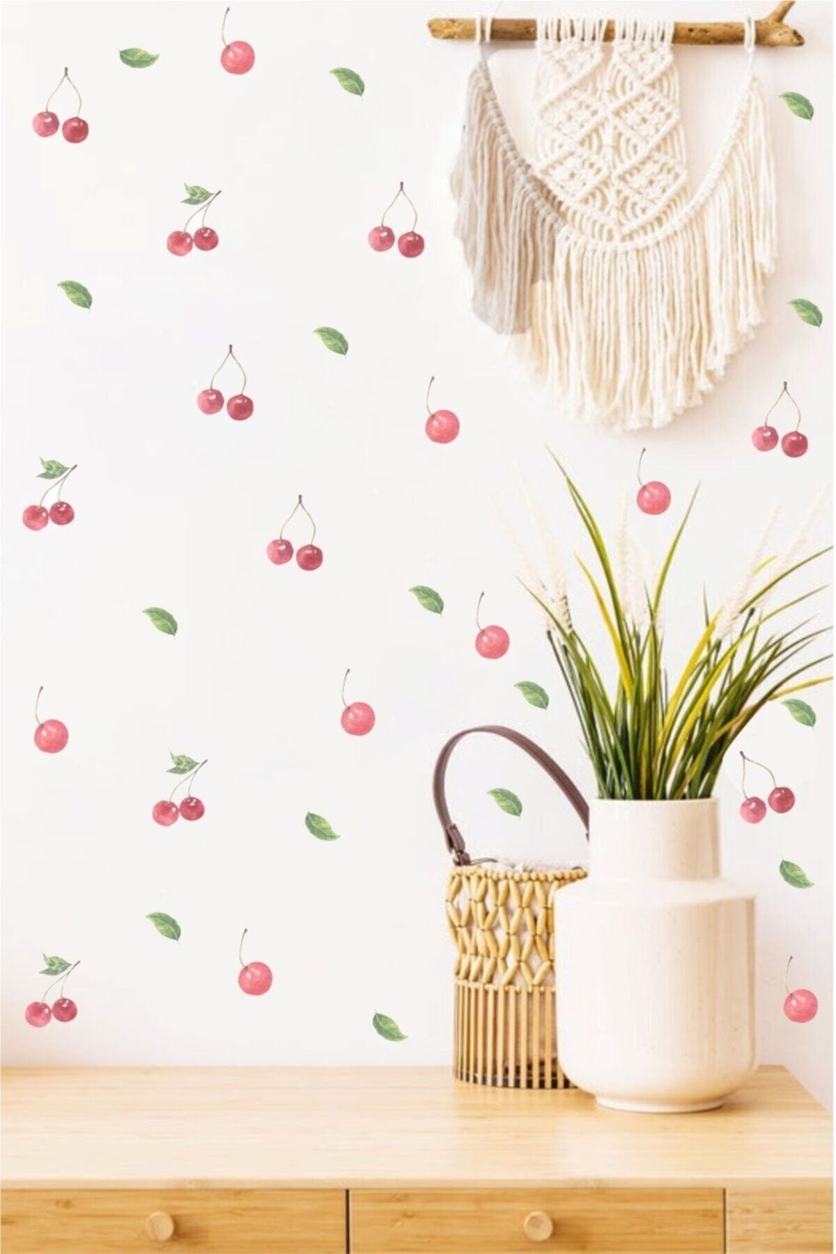 Watercolor Kiraz Duvar Sticker