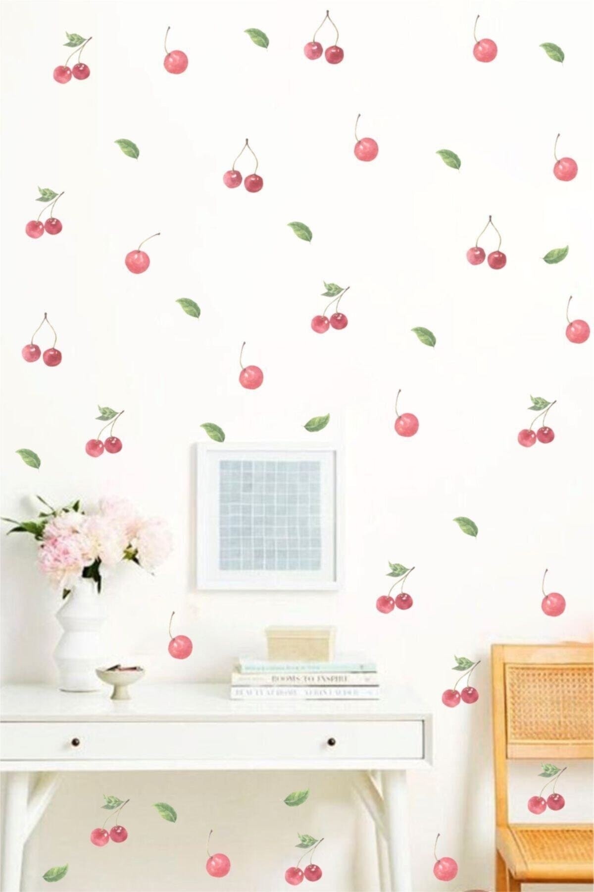 Watercolor Kiraz Duvar Sticker