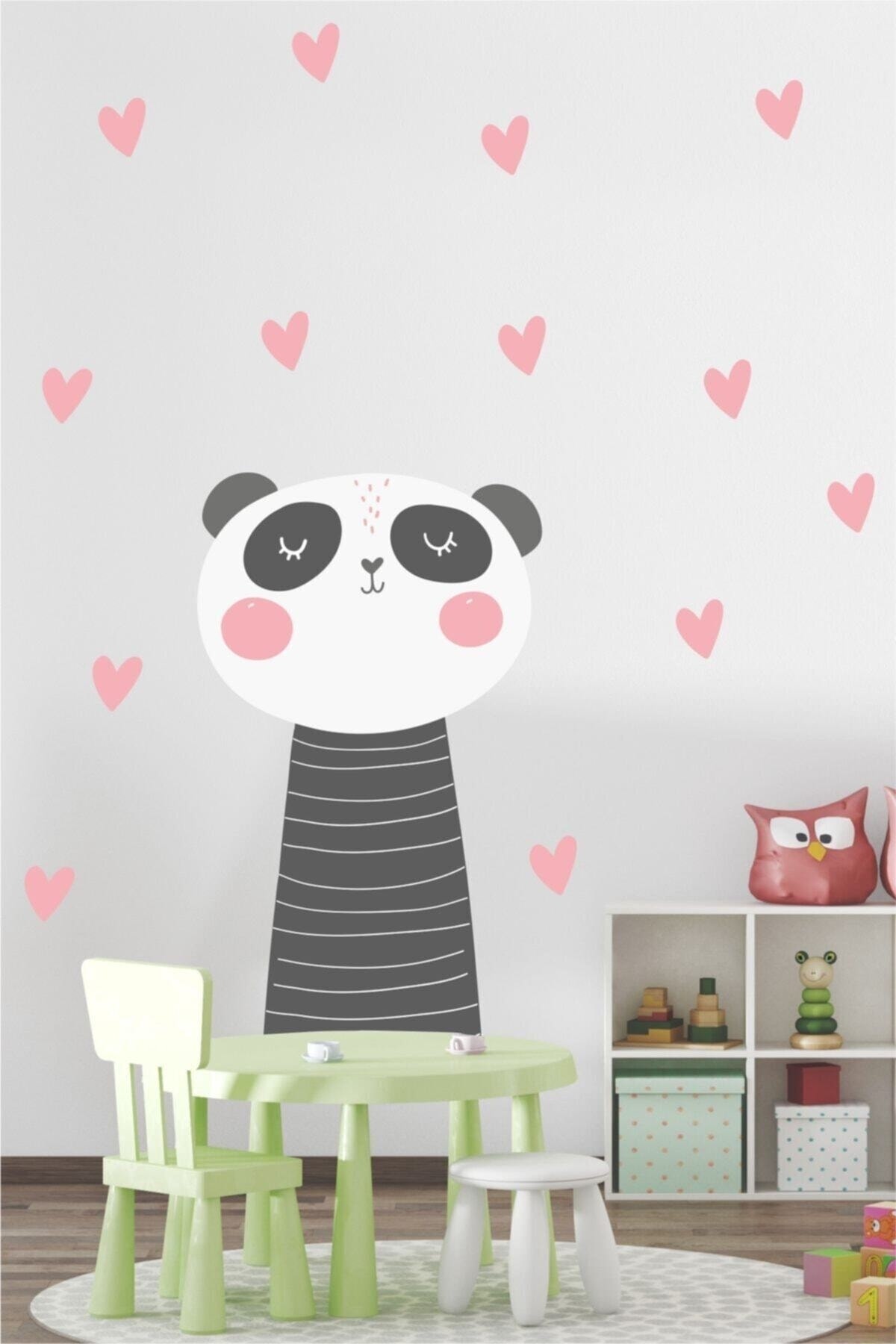 Pandu Ve Kalpler Çocuk Odası Duvar Sticker