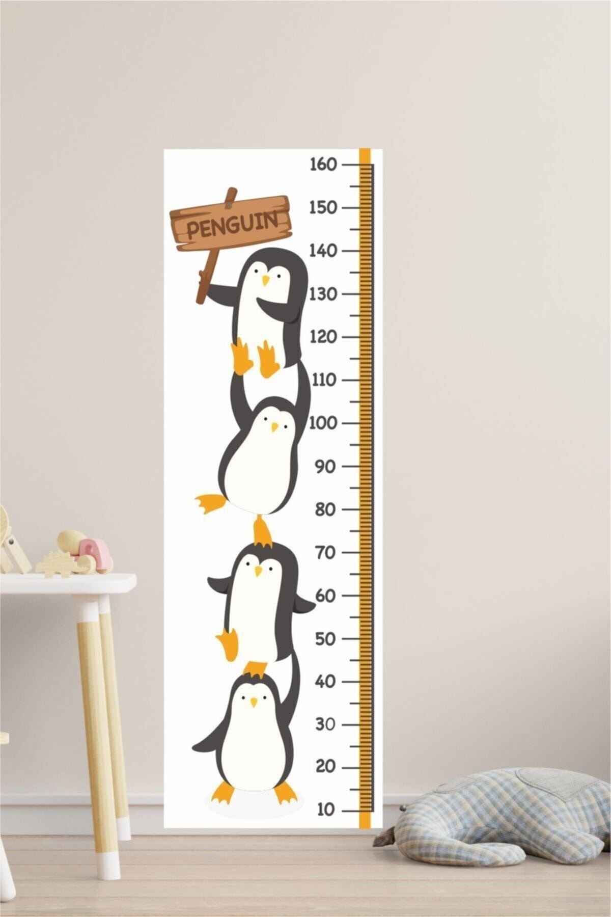 Penguen Boy Ölçer Çocuk Odası Sticker