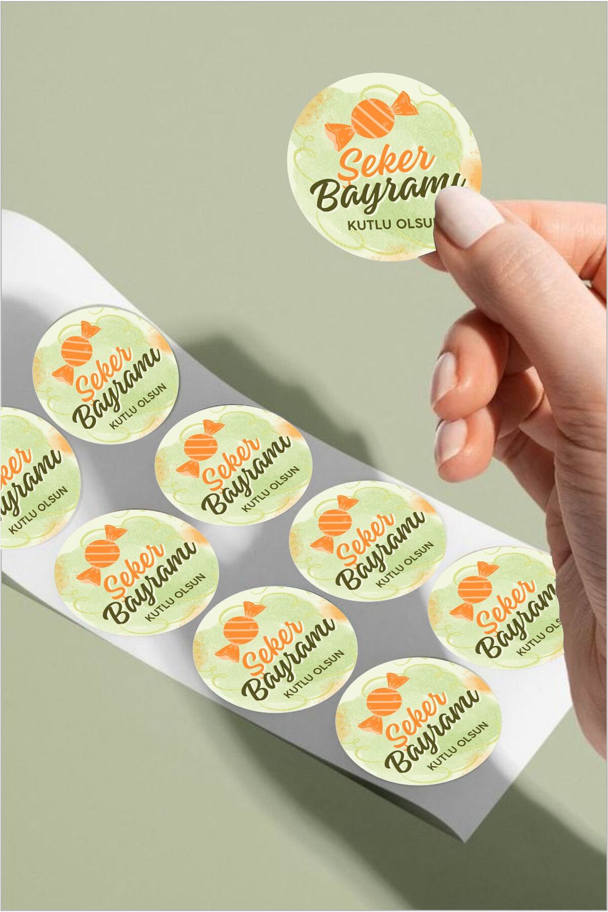 Şeker Bayramı Renkli Yuvarlak Sticker – 24 Adet Süsleme, Hediye, Paketleme Sticker