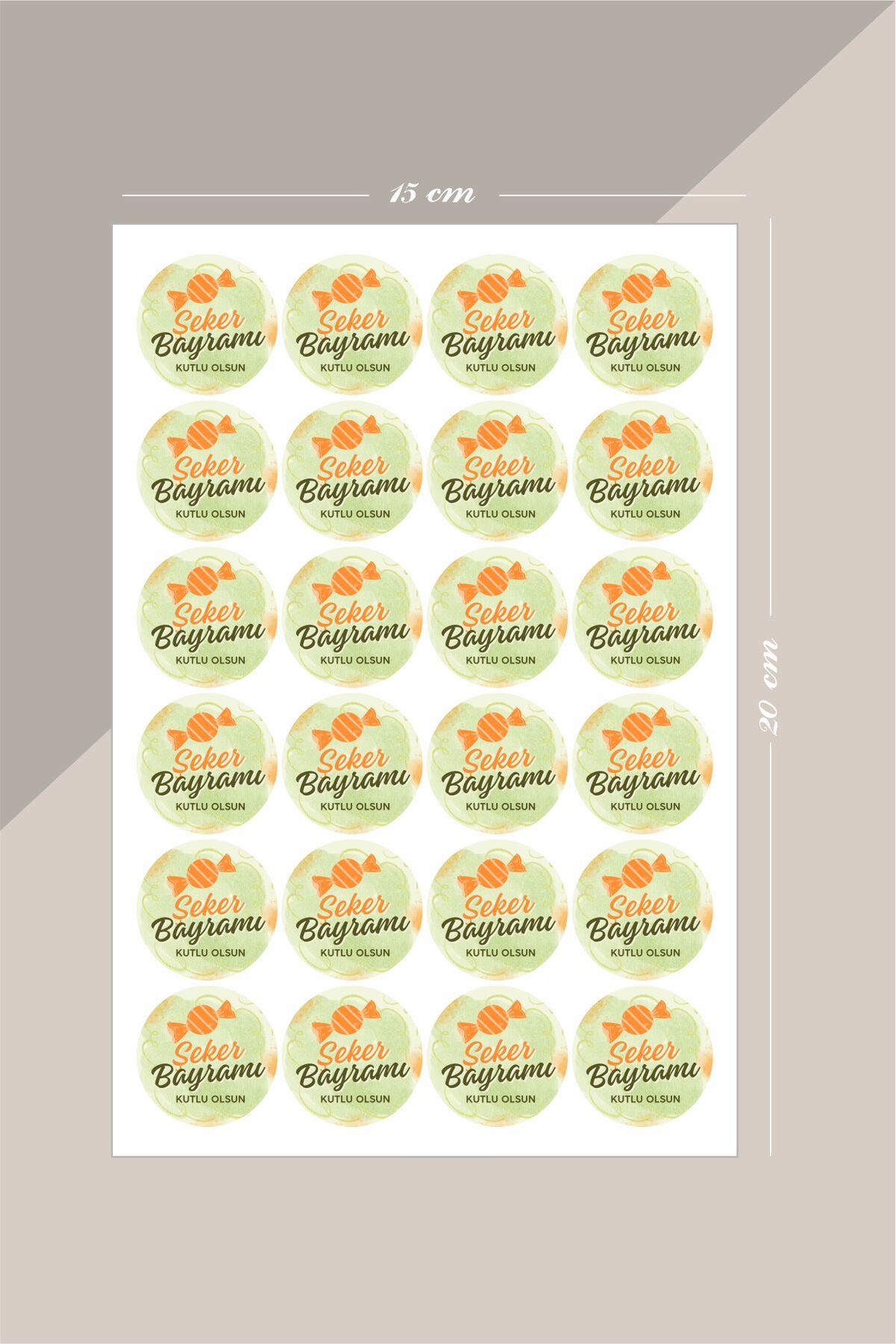 Şeker Bayramı Renkli Yuvarlak Sticker – 24 Adet Süsleme, Hediye, Paketleme Sticker