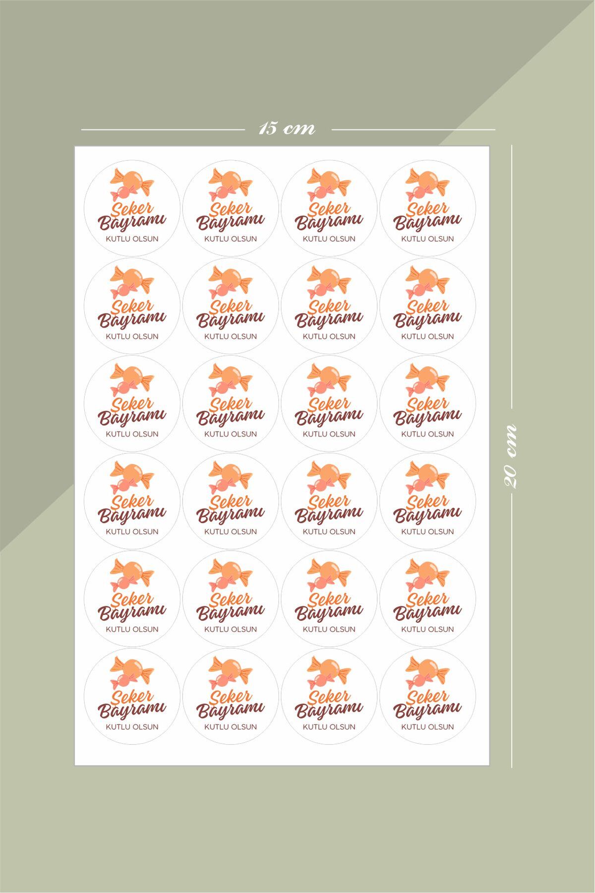 Şeker Bayramı Yuvarlak Sticker – 24 Adet Süsleme, Hediye, Paketleme Sticker